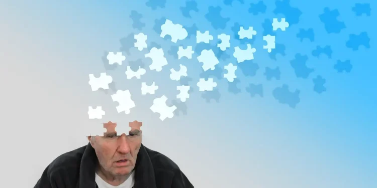 Ilustrasi penurunan ingatan akibat penyakit Alzheimer.