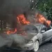 Diduga saluran bbm bocor, mobil mazda ludes terbakar