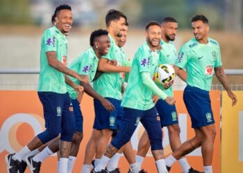 Para pemain Brazil saat melakukan sesi latihan persiapan jelang friendly match bulan September 2022 melawan Ghana dan Tunisia.