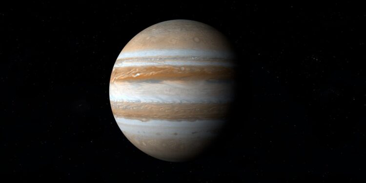 Ilustrasi planet terbesar di sistem tata surya, Jupiter.