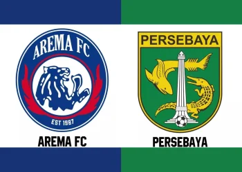 Logo Arema FC dan Persebaya.