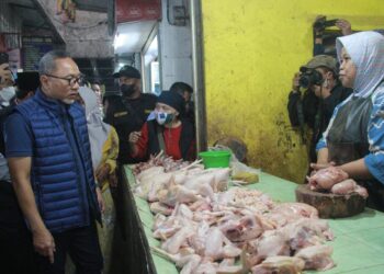 Menteri Pedagangan Zulkifli hasan sidak bahan pokok di Pasar Besar Malang