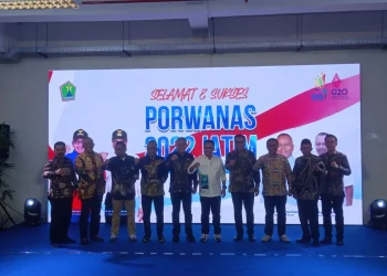 acara Pekan Olahraga Wartawan Nasional Persatuan Wartawan Indonesia (Porwanas PWI) dan Kongres Kerja Nasional (Konkernas) PWI di Malang Creative Center (MMC), Minggu (20/11/2022).