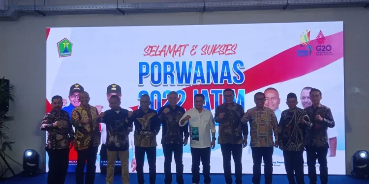 acara Pekan Olahraga Wartawan Nasional Persatuan Wartawan Indonesia (Porwanas PWI) dan Kongres Kerja Nasional (Konkernas) PWI di Malang Creative Center (MMC), Minggu (20/11/2022).
