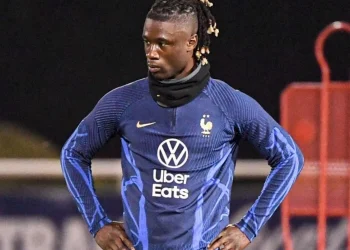 Eduardo Camavinga saat berlatih bersama Timnas Prancis.