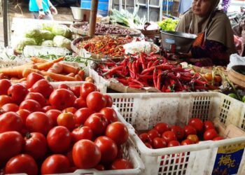 Bahan makanan yang dijual pedagang di pasar menjadi salah satu faktor yang mempengaruhi inflasi.