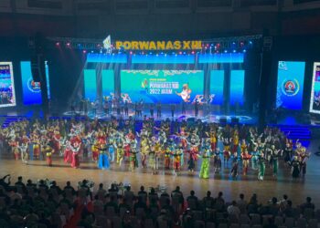 Semarak opening ceremony Porwanas XIII tahun 2022 di Malang, Jawa Timur. Foto / Feni Yusnia