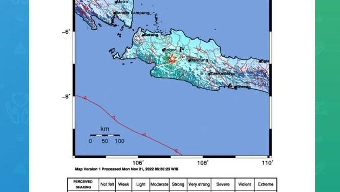 Rilis BMKG Gempa Jakarta pada Senin (21/11/2022) siang.