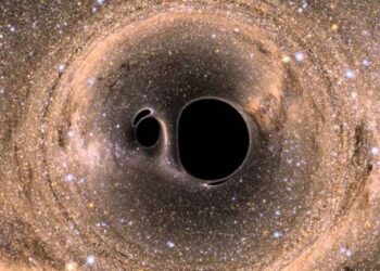 Ilustrasi lubang hitam di luar angkasa.