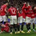 Para pemain Manchester United saat merayakan gol Scott McTominay di menit akhir yang mengunci kemenangan atas Aston Villa.