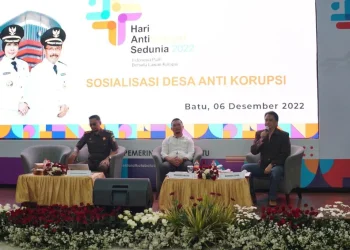 Sosialisasi Desa Anti Korupsi yang digelar di Balai Kota Among Tani Kota Batu, Selasa (6/12/2022).