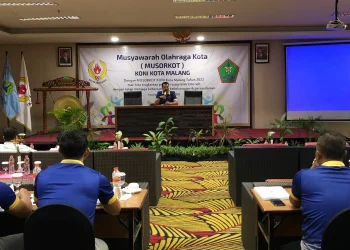 Ketua KONI Kota Malang, Eddy Wahyono dalam Musorkot yang tertunda.