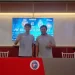 Pelatih Unggul FC, Andri Irawan, dan Pemain Unggul FC, Ramadhan Zidan, dalam konferensi pers jelang pertandingan perdana Pro Futsal League 2022/2023.