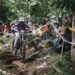 Aksi pembalap downhill ISSI Kota Batu saat berlaga di Indonesia Downhill 2022.