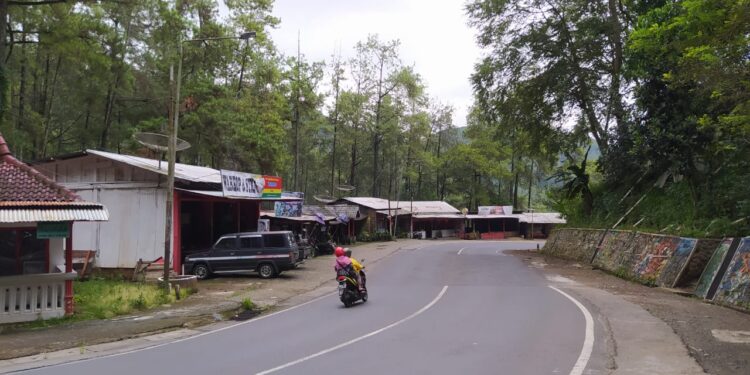 Kawasan wana wisata Payung Kota Batu menjadi jalur yang wajib diwaspadai pengendara karena banyak vegetasi pepohonan dan juga tebing curah yang cukup tinggi.