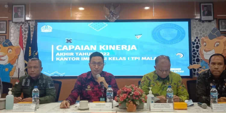 Kepala Kantor Imigrasi Kelas I TPI Malang, Ramdhani memberikan pemaparan soal paspor yang telah diterbitkan.