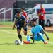 Duel antara punggawa Arema FC dan Madura United di Stadion Sultan Agung Bantul.