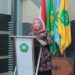 Nur Diana SE MSi, Dekan FEB Unisma, saat memberikan sambutan.