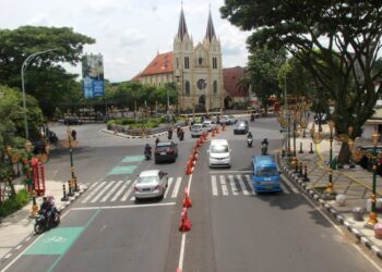 Kawasan Kayutangan Heritage, Jalan Jenderal Basuki Rachmat, Kota Malang pada Rabu (25/1/2023).
