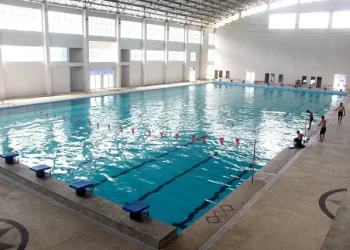 Kolam renang utama Kanjuruhan yang berada di dalam gedung sudah di resmikan sejak 2019 yang sebelumnya di tutup untuk umum, kini mulai dibuka untuk umum, Jumat (13/1/2023).