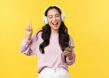 Ilustrasi mendengarkan musik.