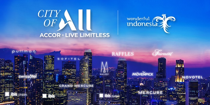 Poster acara City of ALL, pameran brand  Accor yang spektakuler selama lima hari.