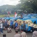 Aksi ratusan sopir angkot melakukan demo penolakan skema jalur satu arah di Kota Malang.