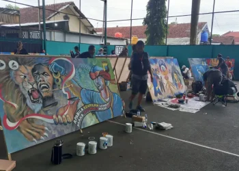 Suasana pelaksanaan Lomba Mural Aspirasiku.