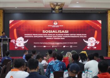 Sosialisasi KPU Kota Batu terkait Dapil dan Alokasi Kursi Untuk Pemilu 2024 di Kota Batu, Selasa (14/3/2023).