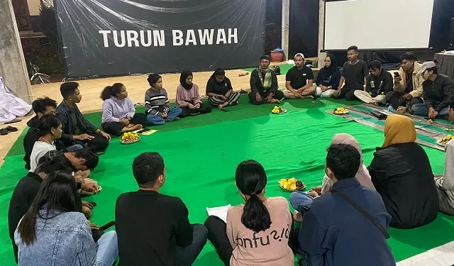 Gerakan Mahasiswa Nasional Indonesia (GMNI) saat menggelar Turba di Dau, Kabupaten Malang.