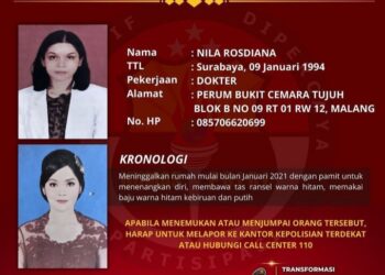 Unggahan Humas Polda Jatim soal hilangnya dokter di Malang.