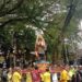 Kirab ogoh-ogoh di depan Balai Kota Malang dalam Tawur Agung di Perayaan Hari Raya Nyepi 2023.