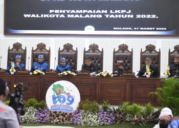 Suasana penyampaian LKPJ Wali Kota Malang Tahun 2022 (31/03/2023).