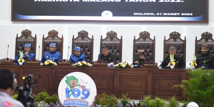 Suasana penyampaian LKPJ Wali Kota Malang Tahun 2022 (31/03/2023).