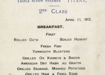 Menu makanan penumpang kapal Titanic kelas II