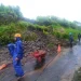 Tanah tebing di di Jalur Lingkar Barat, Desa Oro-Oro Ombo, Kota Batu, tepatnya di bawah Wisma Perjuangan DPD PDIP Jatim di Kota Batu, longsor, Selasa (4/4/2023).