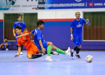 Laga uji coba antara Unggul FC Malang dan Tim Futsal Kota Malang.