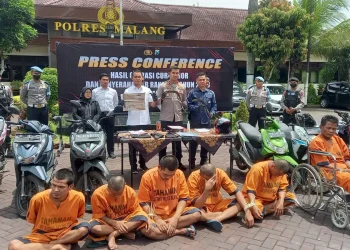 Tersangka curanmor di Polres Malang.