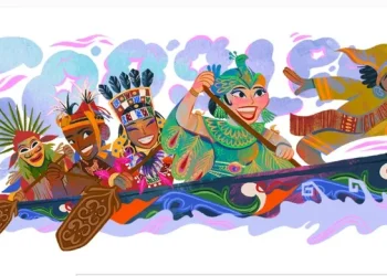 Ilustrasi Pacu Lajur, olahraga khas Indonesia.