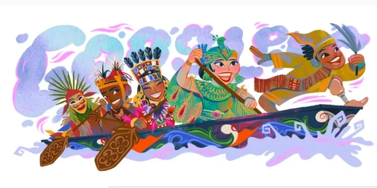 Ilustrasi Pacu Lajur, olahraga khas Indonesia.
