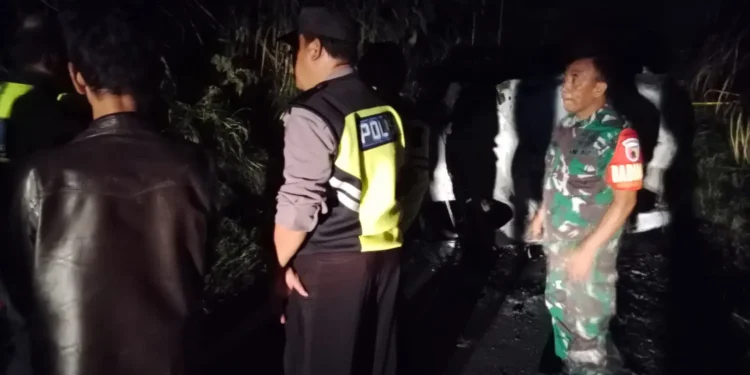 Petugas saat melakukan evakuasi di TKP.