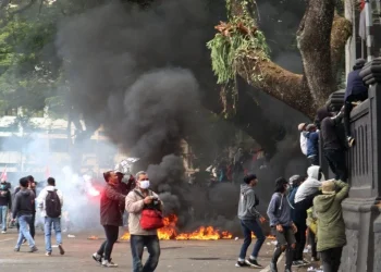 Aksi demonstrasi menolak UU Ciptaker di Kota Malang pada 2020 lalu yang berujung ricuh.