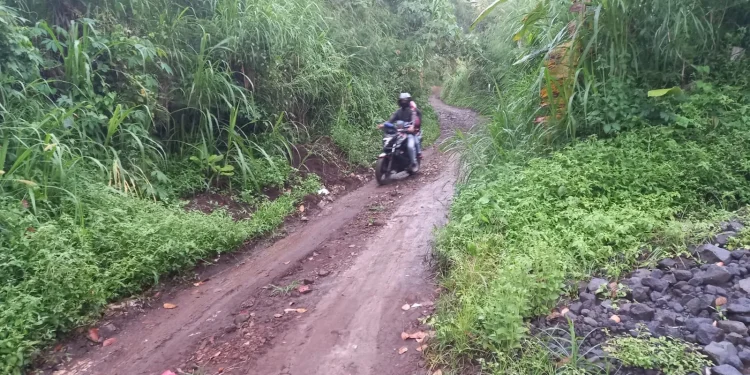 warga melintasi Jalan tanah