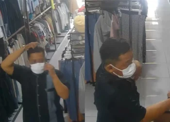 Pelaku penipuan tertangkap kamera CCTV.