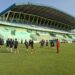 Punggawa Arema FC menjalani sesi latihan di Stadion Gajayana Kota Malang pada musim lalu.