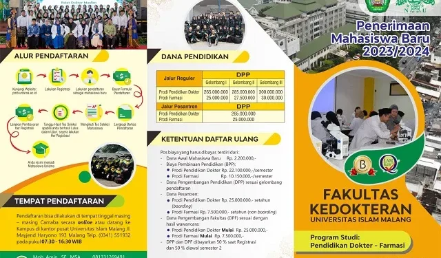 Pamflet penerimaan mahasiswa baru (pmb) Unisma Tapel 2023/2024. (Foto/FK Unisma)