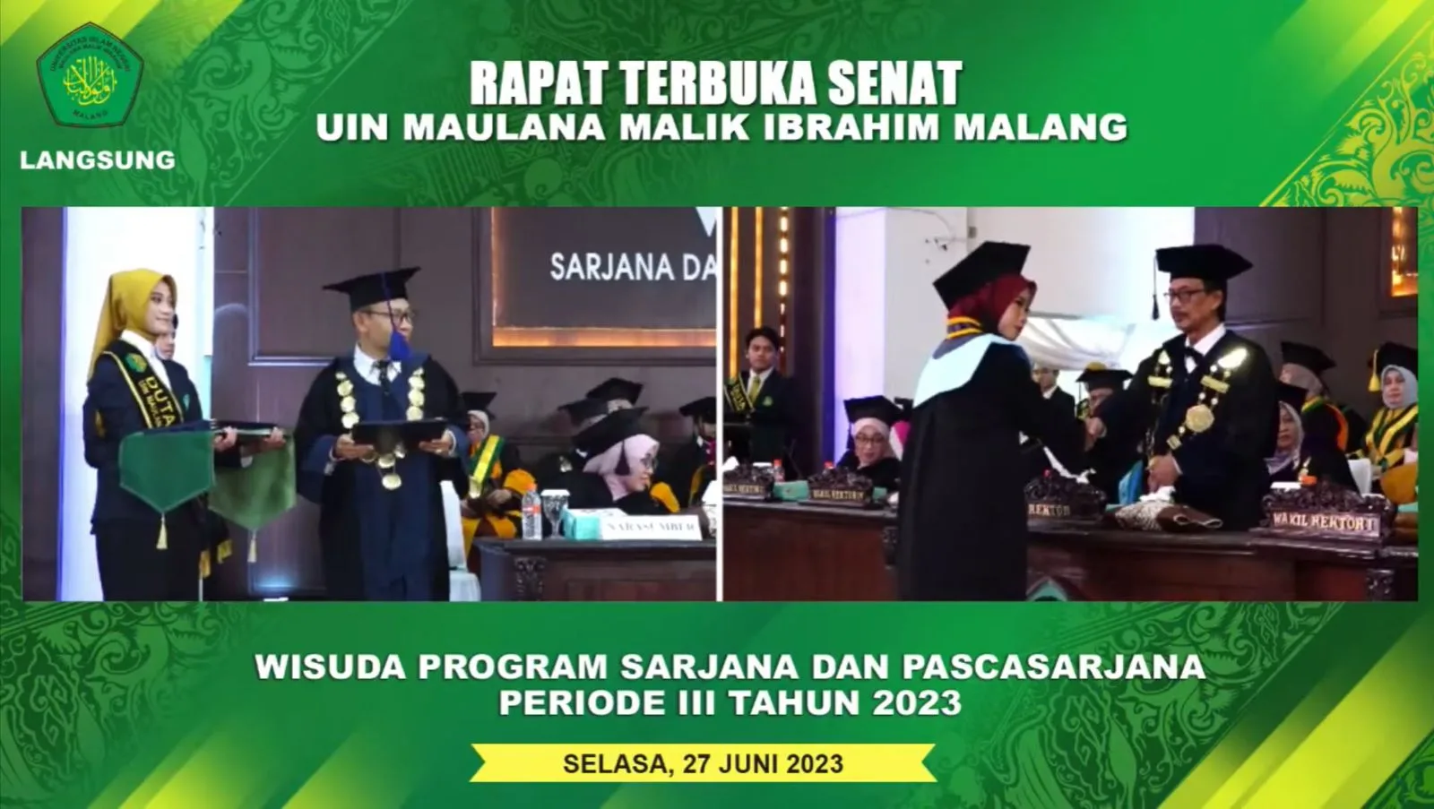 Pengukuhan wisudawan UIN Malang oleh rektor.