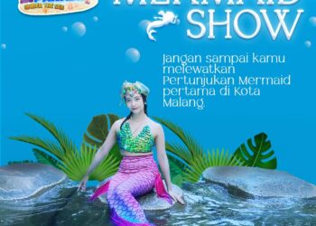 Poster acara Mermaid Show di Hawai Waterpark.