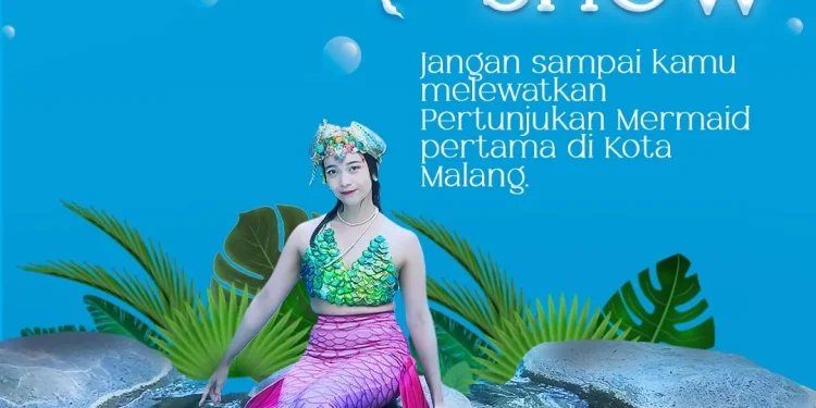 Poster acara Mermaid Show di Hawai Waterpark.