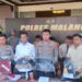 Konferensi pers ungkap kasus pembunuhan berencana terhadap seorang driver online di Malang, Kamis (8/6/2023).